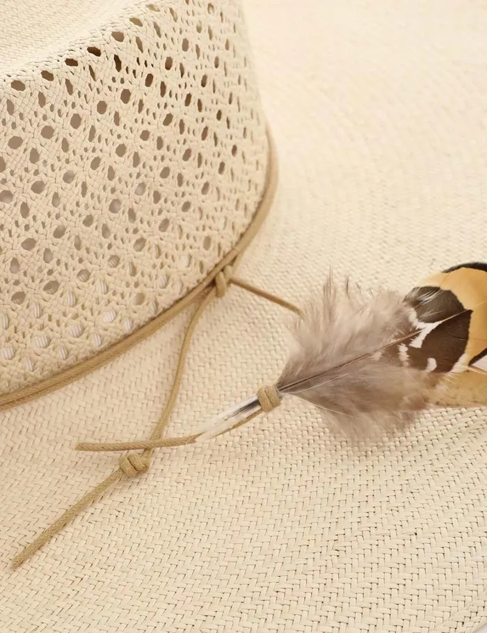 Women Hats Zimmermann Open Weave Crown Boater Natural