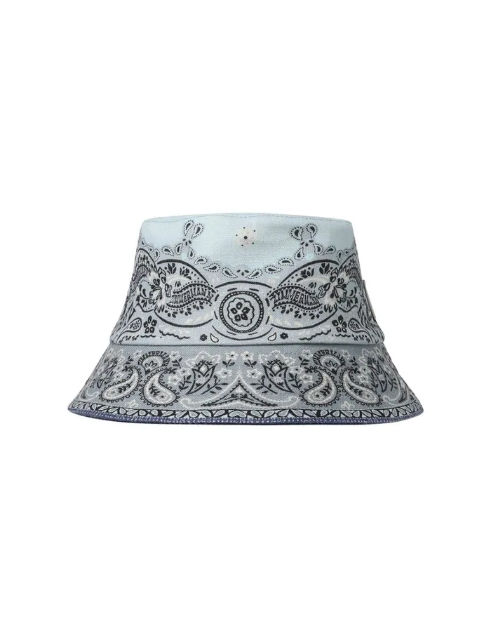Women Hats Zimmermann Printed Canvas Bucket Hat Blue Bandana