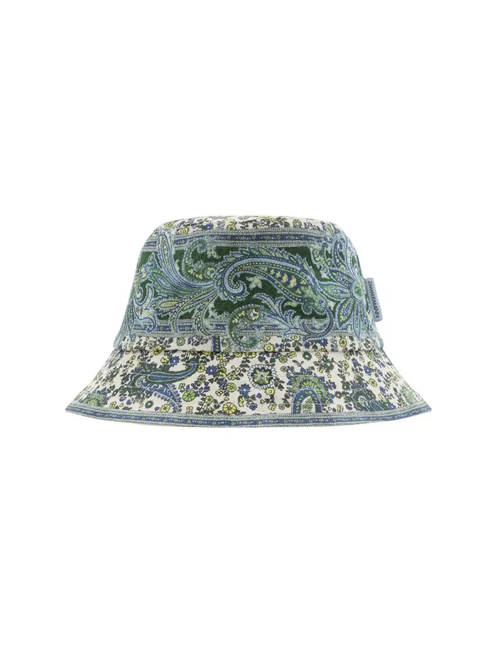 Women Hats Zimmermann Printed Canvas Bucket Hat Green Paisley