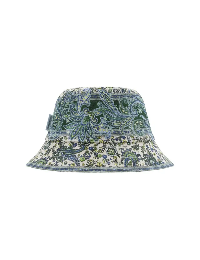 Women Hats Zimmermann Printed Canvas Bucket Hat Green Paisley