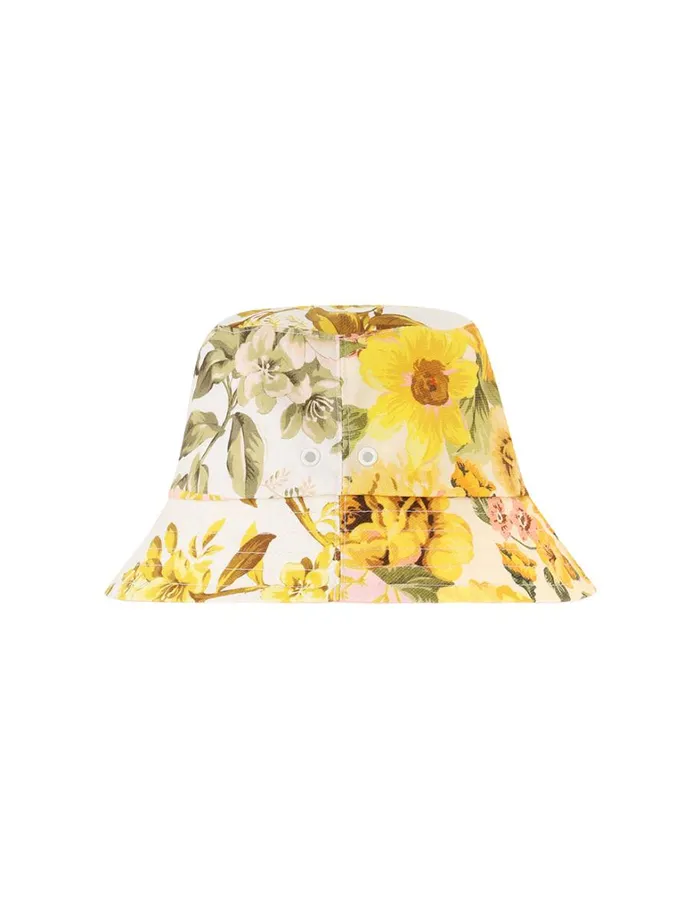Women Hats Zimmermann Printed Canvas Bucket Hat Patch Floral