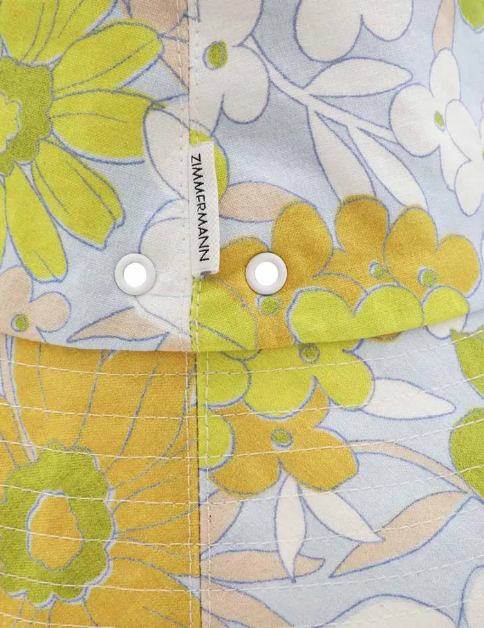Women Hats Zimmermann Printed Long Brim Bucket Hat Green Multi Floral