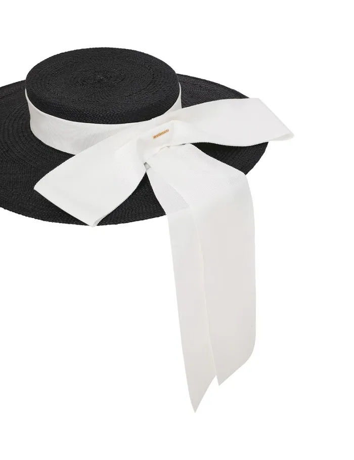 Women Hats Zimmermann Straw Boater Black