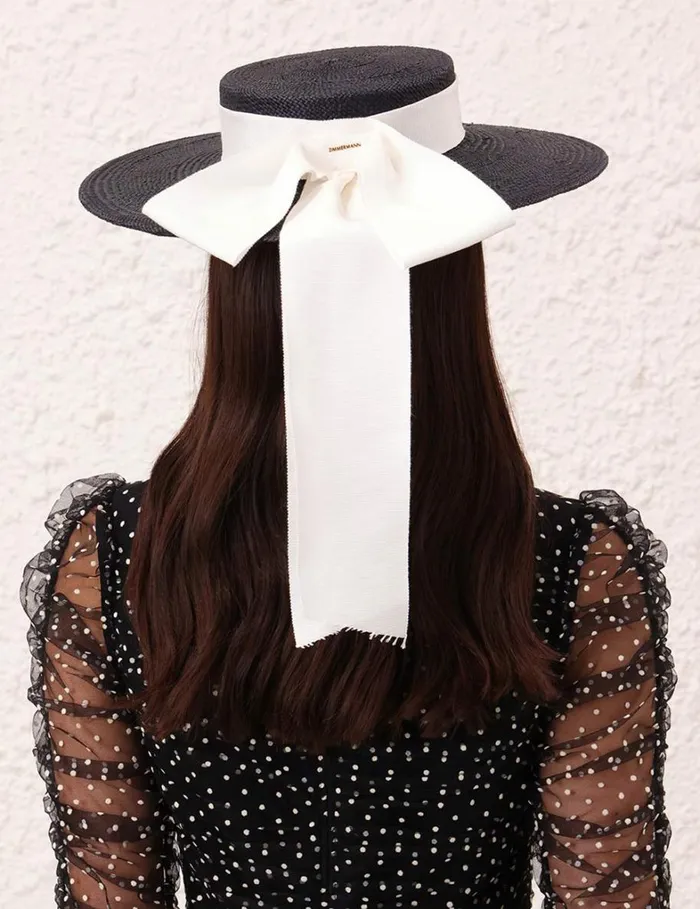 Women Hats Zimmermann Straw Boater Black