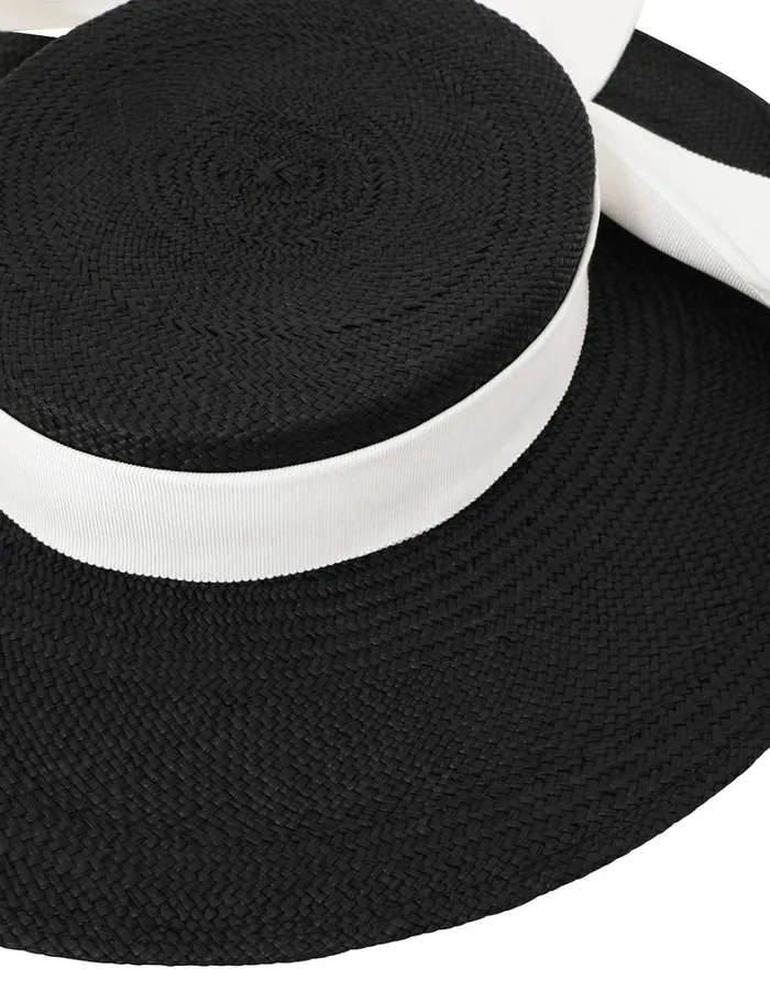 Women Hats Zimmermann Straw Boater Black