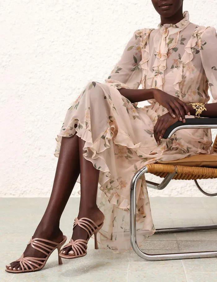 Women Heeled Sandals Zimmermann Zimmermann Aura Mule Sandal 85 Peach