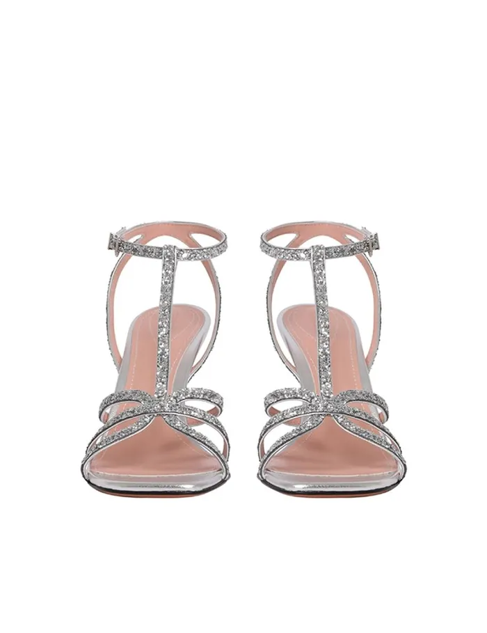 Women Heeled Sandals Zimmermann Zimmermann Aura Sandal 85 Silver