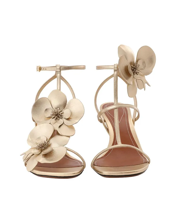 Women Heeled Sandals Zimmermann Zimmermann Orchid Sandal 85 Gold
