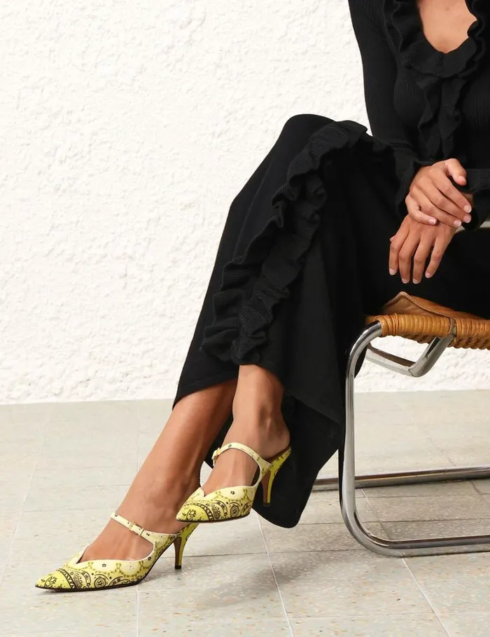 Women Heels Zimmermann Zimmermann Aura Mule 65 Yellow Bandana