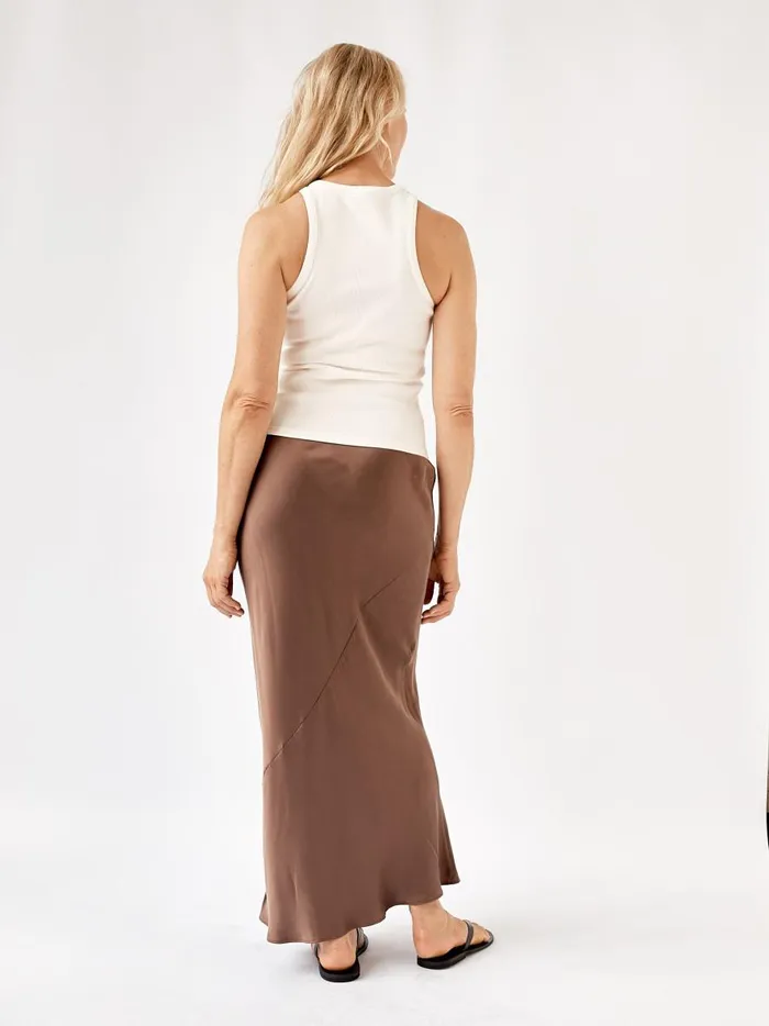 Women High Neck Rib Tank Top Ivory The UNDONE Tops