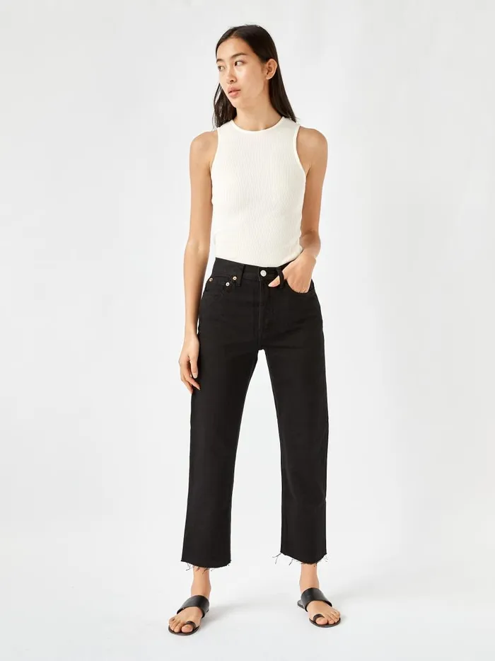 Women High Rise Stove Pipe Straight Leg Jean Black The UNDONE Denim
