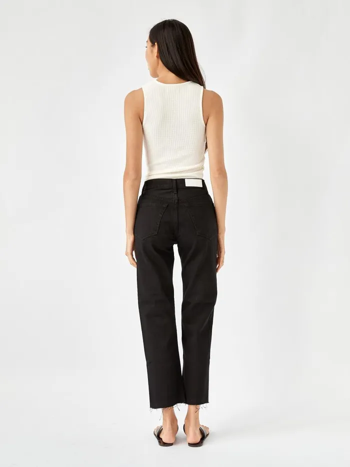 Women High Rise Stove Pipe Straight Leg Jean Black The UNDONE Denim