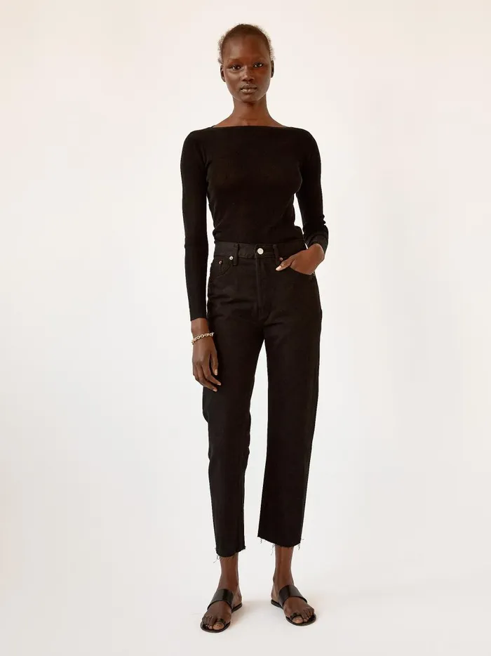 Women High Rise Stove Pipe Straight Leg Jean Black The UNDONE Denim