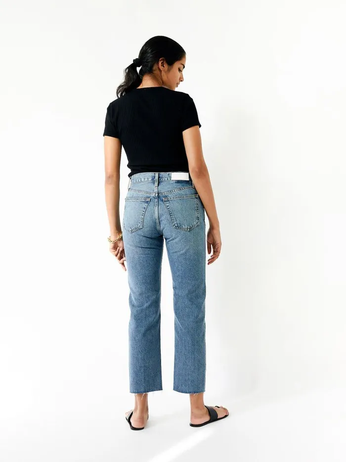 Women High Rise Stove Pipe Straight Leg Jean Medium Vain The UNDONE Denim