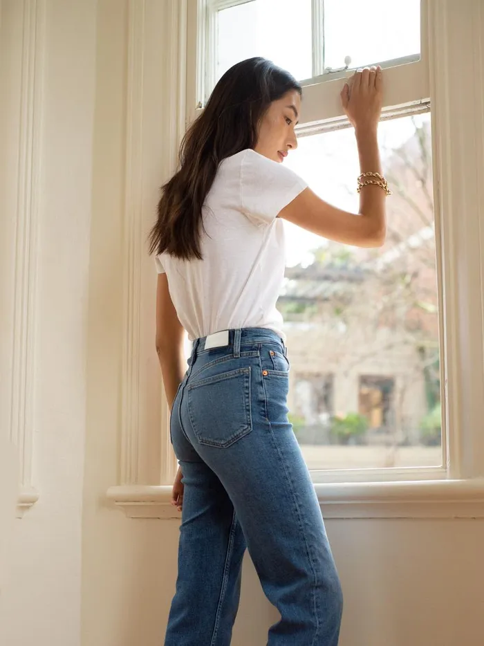 Women High Rise Stove Pipe Straight Leg Jean Mid 70s The UNDONE Denim
