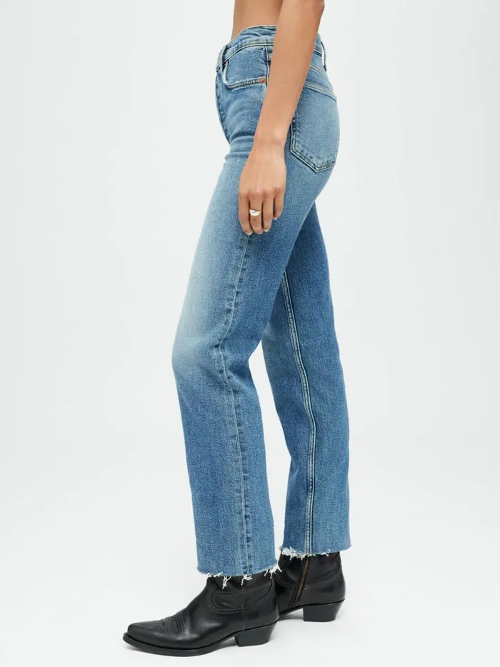 Women High Rise Stove Pipe Straight Leg Jean Mid 70s The UNDONE Denim