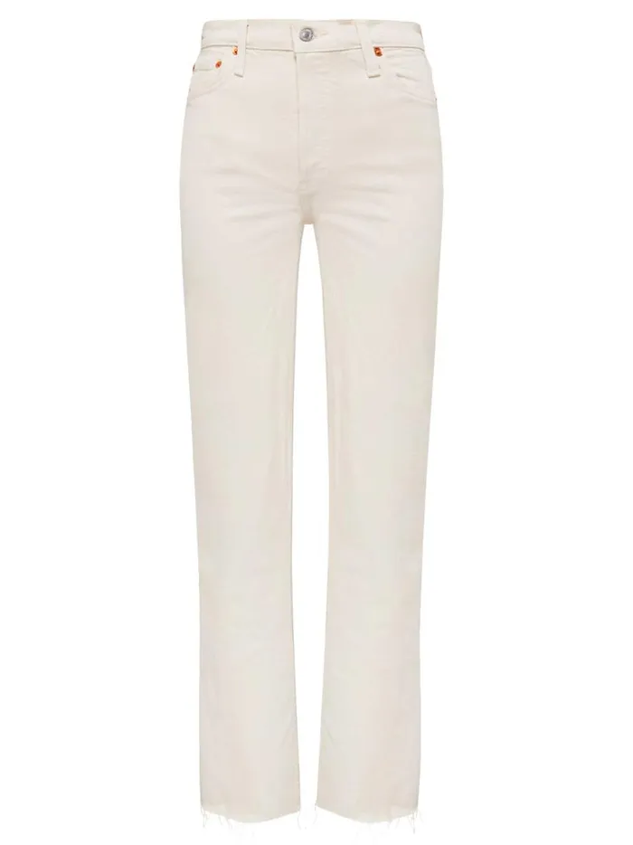 Women High Rise Stove Pipe Straight Leg Jean Vintage White The UNDONE Denim
