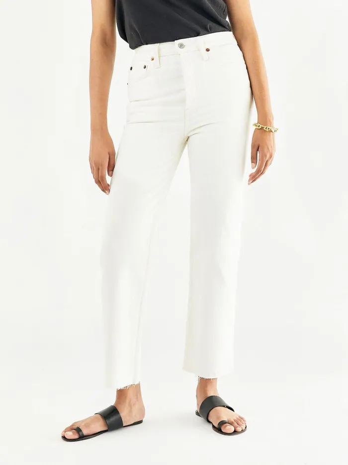 Women High Rise Stove Pipe Straight Leg Jean Vintage White The UNDONE Denim