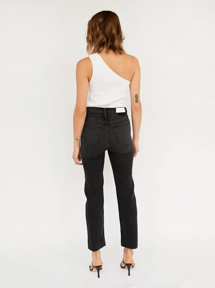 Women High Rise Stove Pipe Straight Leg Jean Washed Noir The UNDONE Denim