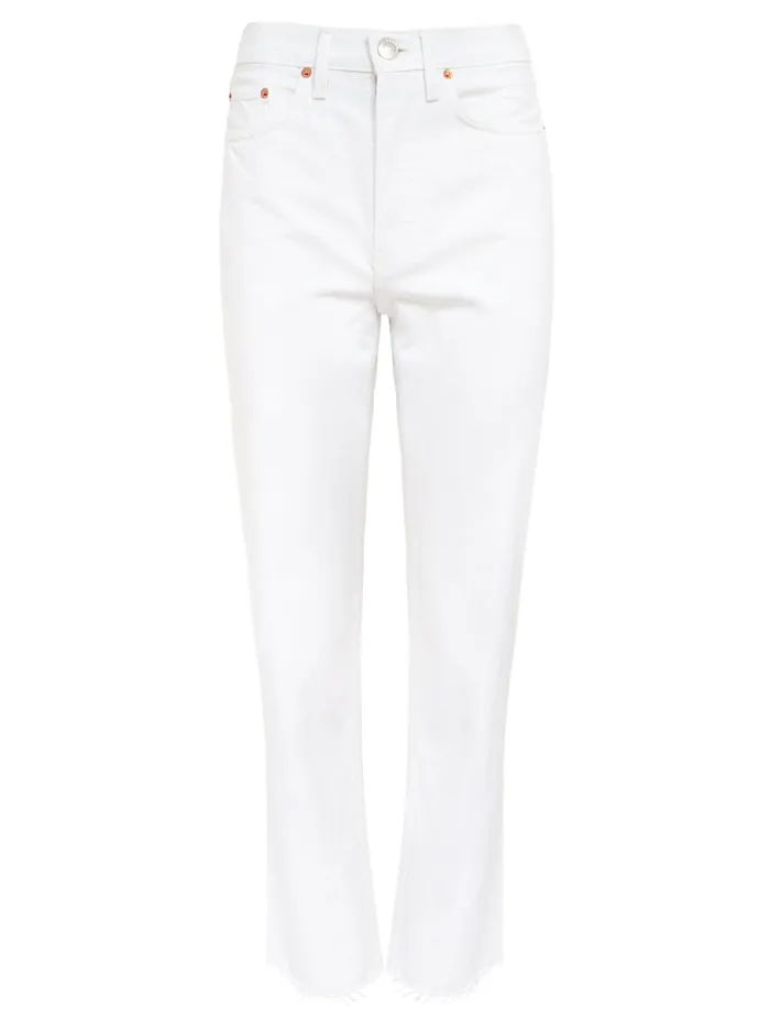 Women High Rise Stove Pipe Straight Leg Jean White The UNDONE Denim