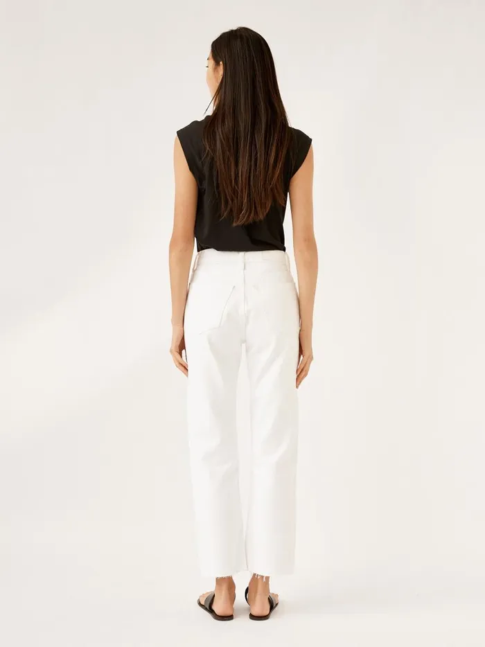 Women High Rise Stove Pipe Straight Leg Jean White The UNDONE Denim