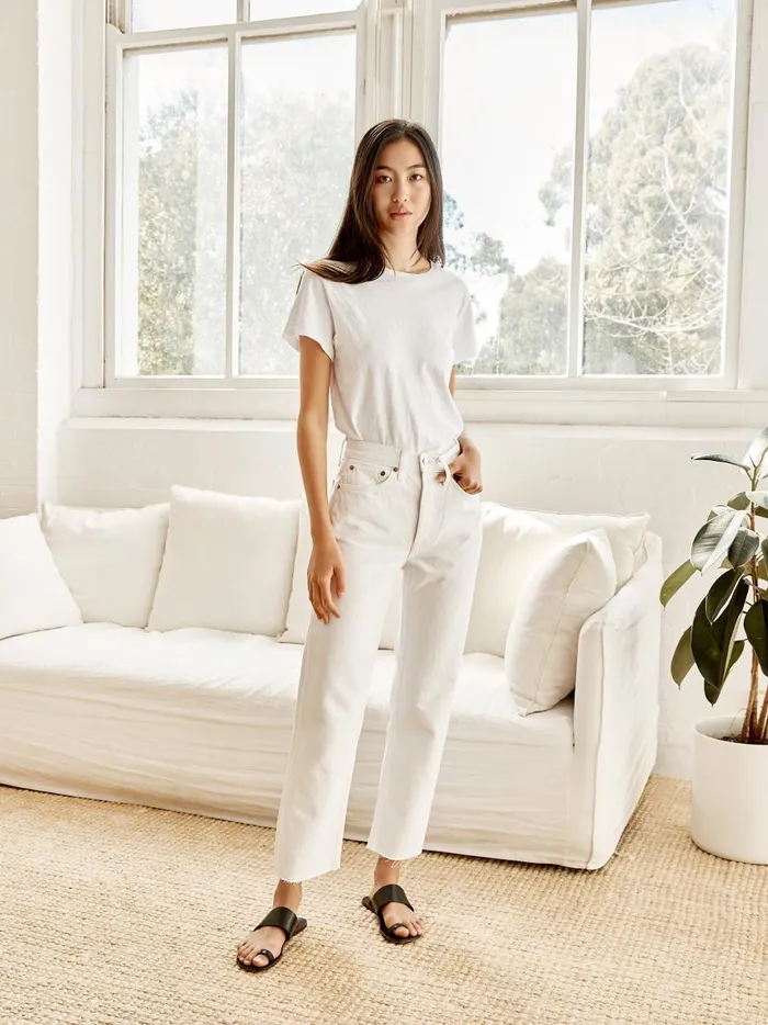 Women High Rise Stove Pipe Straight Leg Jean White The UNDONE Denim