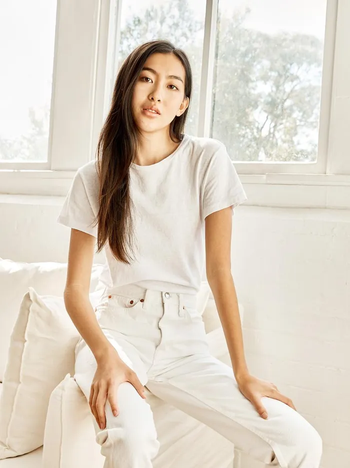 Women High Rise Stove Pipe Straight Leg Jean White The UNDONE Denim