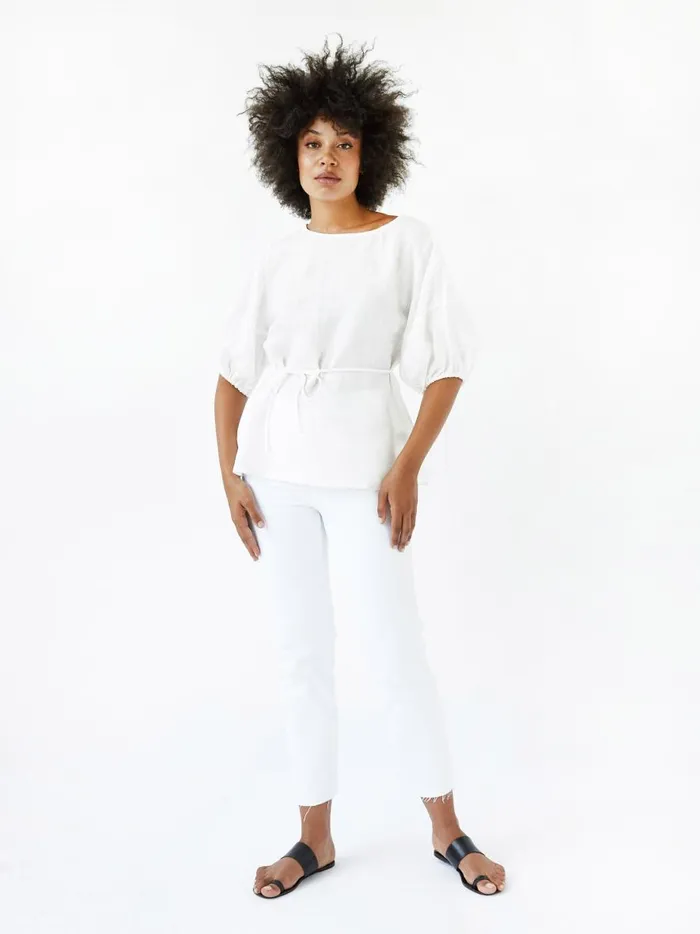 Women High Rise Stove Pipe Straight Leg Jean White The UNDONE Denim