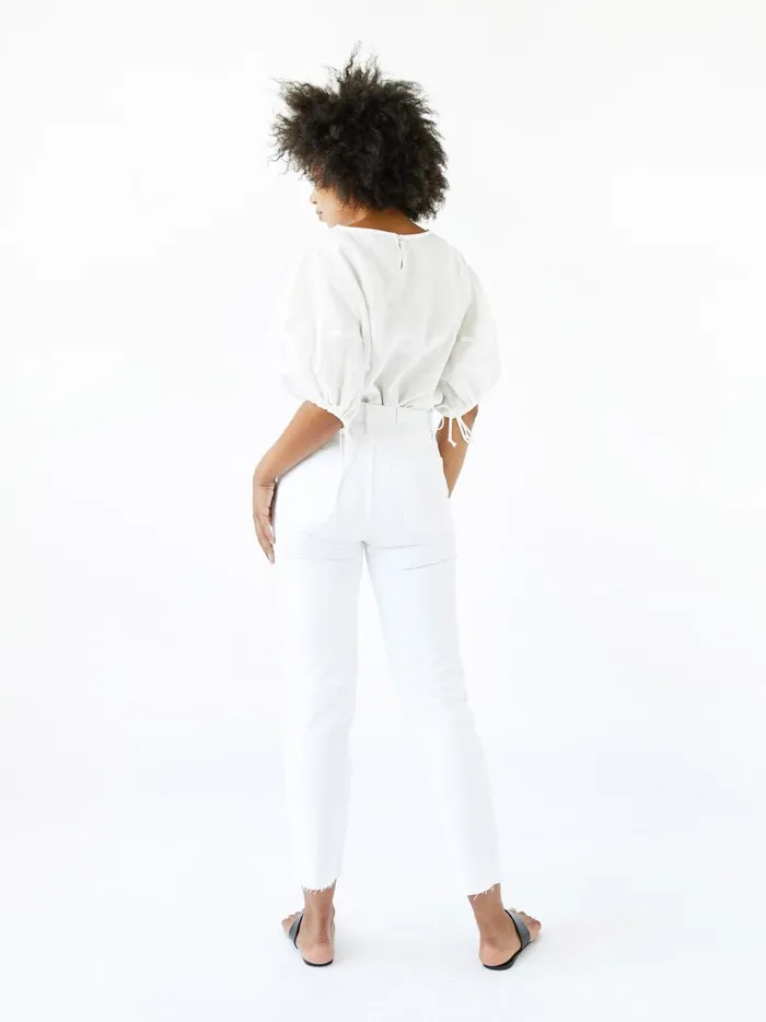 Women High Rise Stove Pipe Straight Leg Jean White The UNDONE Denim