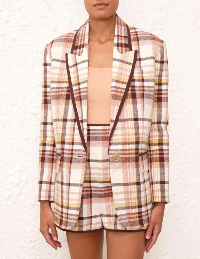 Women Jackets and Coats Zimmermann Matchmaker Check Jacket Cream Check