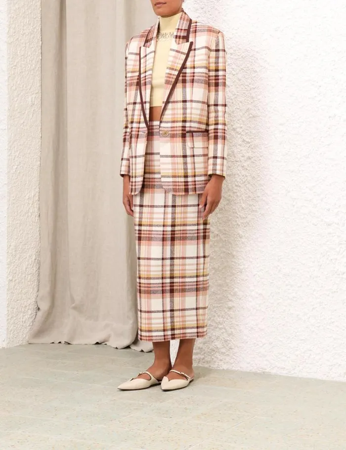 Women Jackets and Coats Zimmermann Matchmaker Check Jacket Cream Check