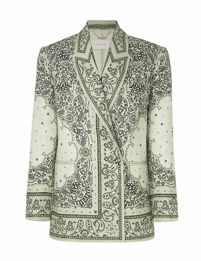 Women Jackets and Coats Zimmermann Matchmaker Duster Jacket Mint Bandana