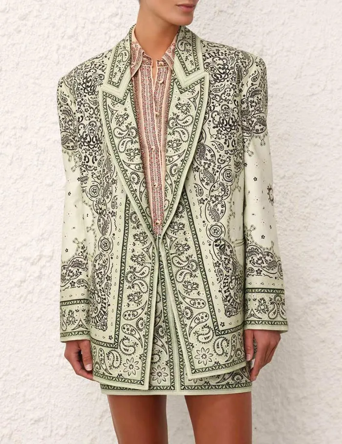 Women Jackets and Coats Zimmermann Matchmaker Duster Jacket Mint Bandana