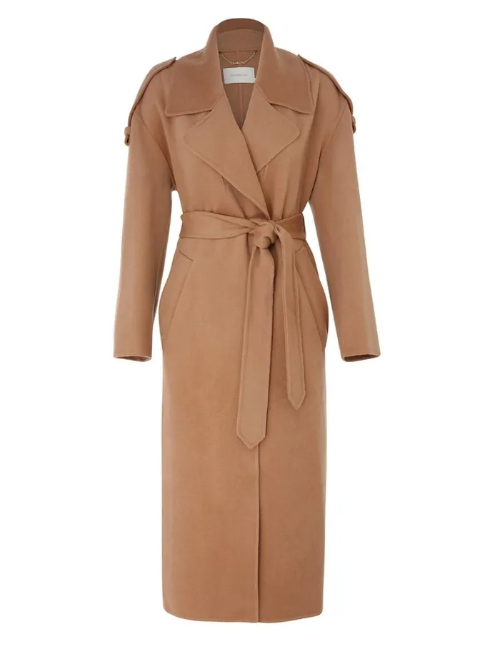 Women Jackets and Coats Zimmermann Natura Belted Long Coat Cinnamon