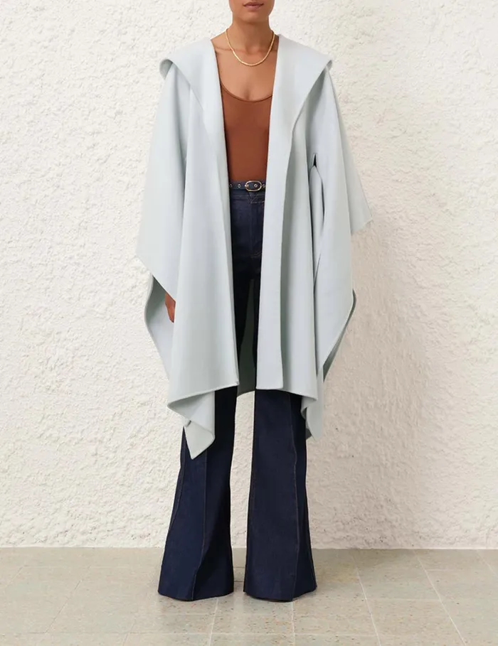 Women Jackets and Coats Zimmermann Natura Hooded Wool Cape Mint