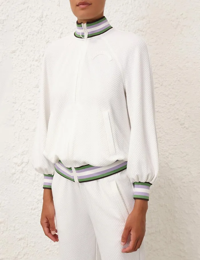 Women Jackets and Coats Zimmermann Natura Textured ZipUp Jacket Ivory