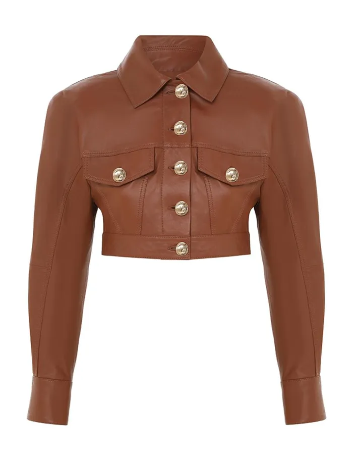 Women Jackets and Coats Zimmermann Tranquillity Leather Jacket Toffee