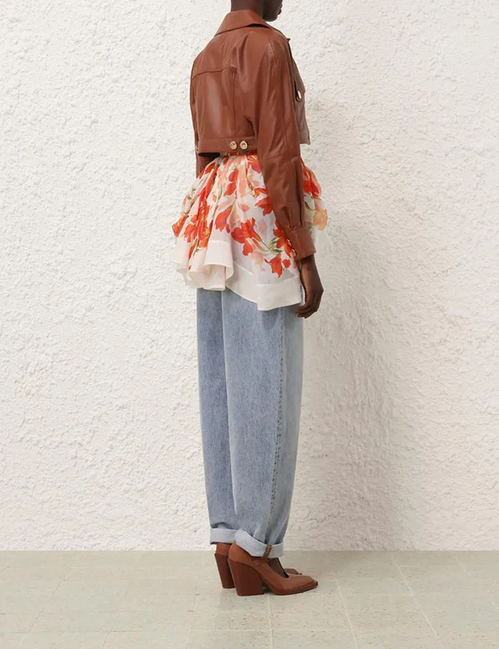 Women Jackets and Coats Zimmermann Tranquillity Leather Jacket Toffee