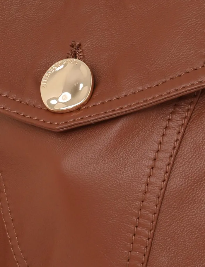 Women Jackets and Coats Zimmermann Tranquillity Leather Jacket Toffee