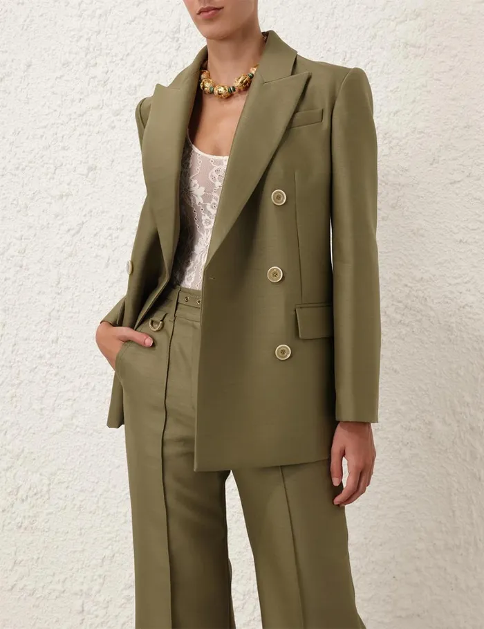 Women Jackets and Coats Zimmermann Tranquillity Long Line Jacket Light Olive
