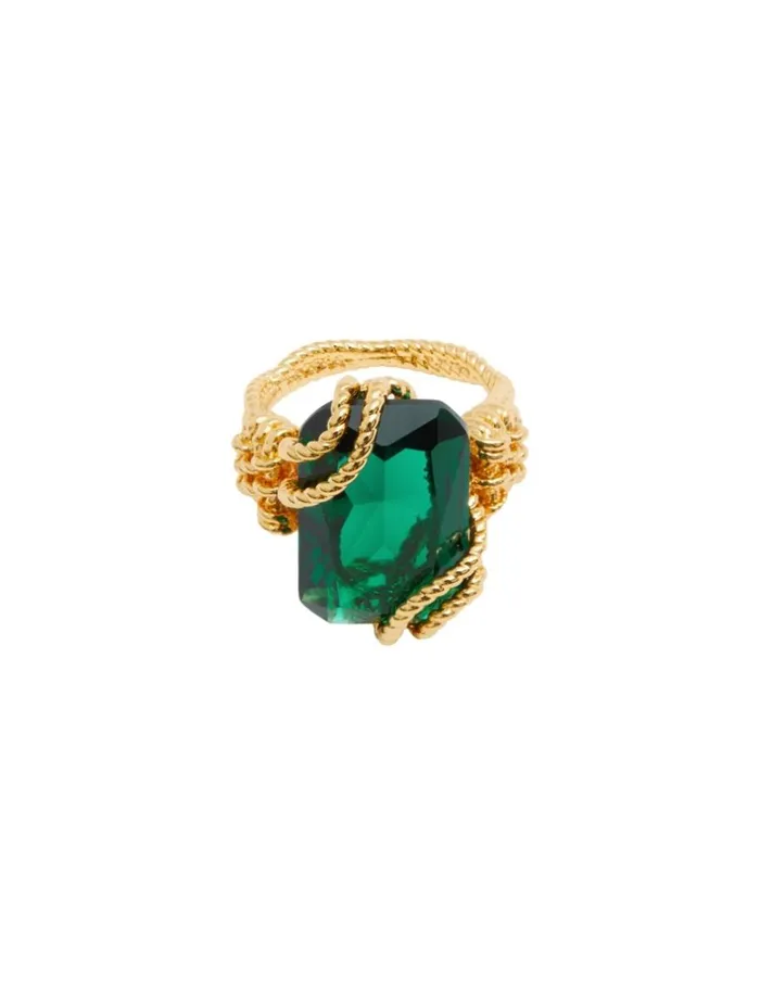 Women Jewellery Zimmermann Tangled Rope Cocktail Ring Goldemerald