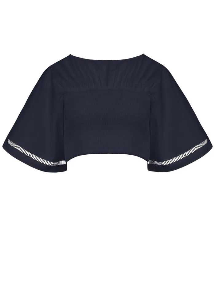 Women Jillian Cotton Top Navy The UNDONE Tops