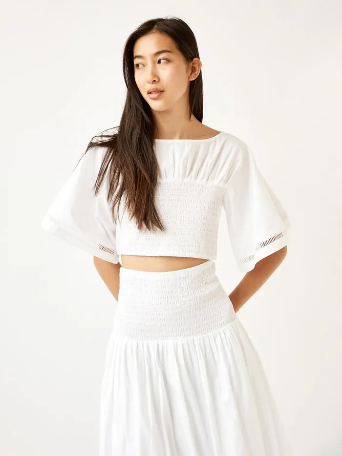 Women Jillian Cotton Top Optical White The UNDONE Tops