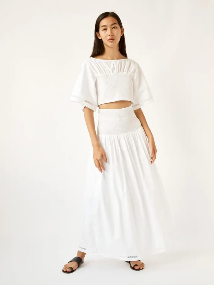 Women Jillian Cotton Top Optical White The UNDONE Tops