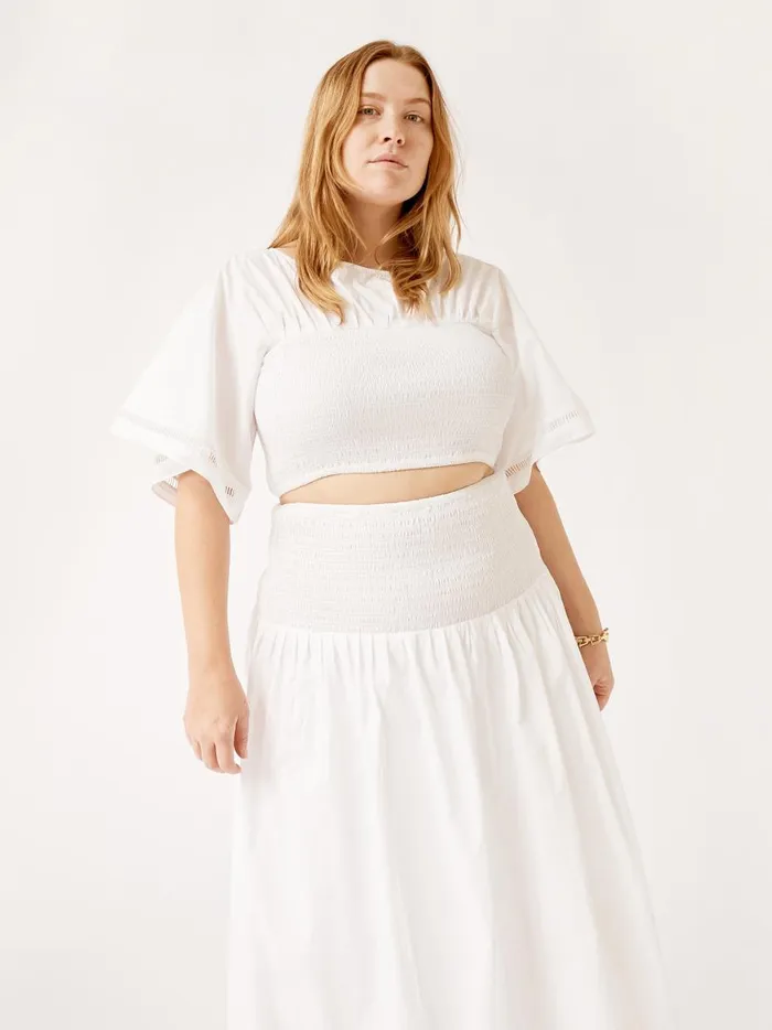 Women Jillian Cotton Top Optical White The UNDONE Tops