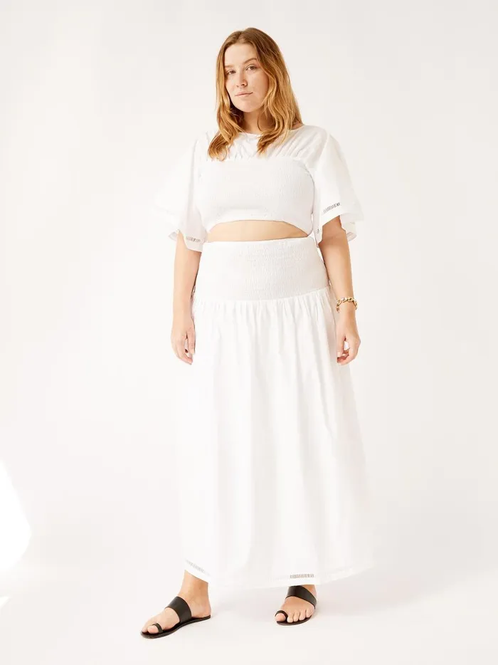 Women Jillian Cotton Top Optical White The UNDONE Tops