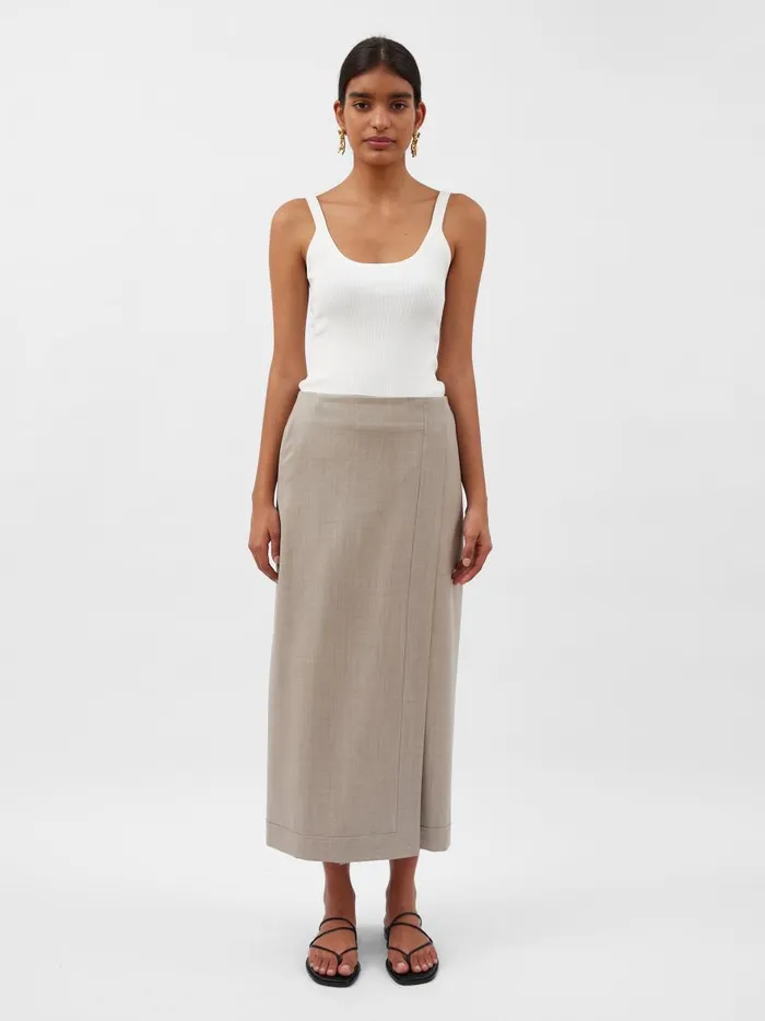 Women Joan Wrap Skirt Almond The UNDONE Skirts