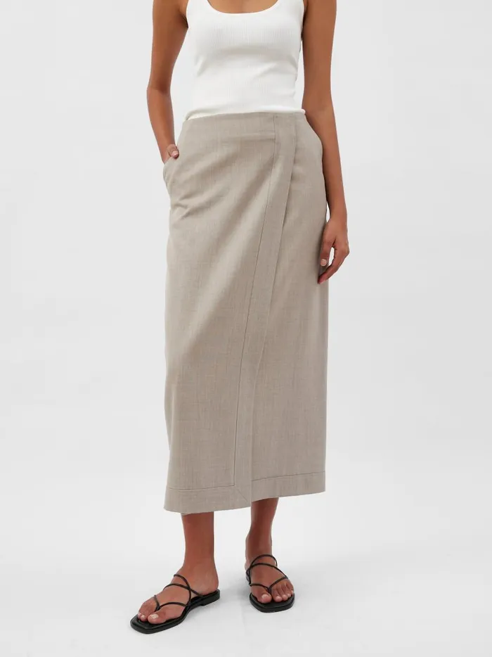Women Joan Wrap Skirt Almond The UNDONE Skirts