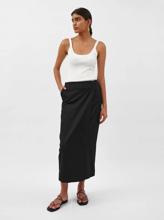 Women Joan Wrap Skirt Black The UNDONE Skirts