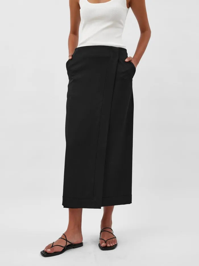 Women Joan Wrap Skirt Black The UNDONE Skirts